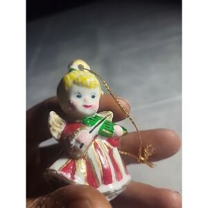 Vintage Ceramic Angel Ornament, Marlene and Jack, 1983